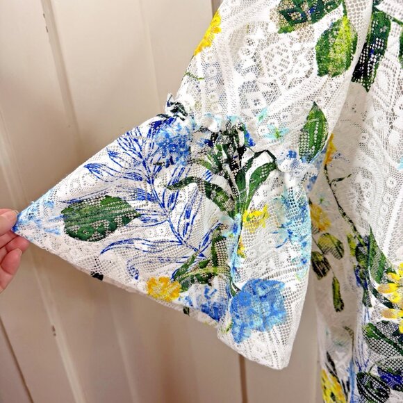 Harlow & Rose Colorful Floral Boho Coastal Festival Hippie Maxi Lace Dress 2X - Picture 4 of 8